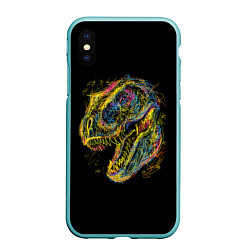 Чехол iPhone XS Max матовый Тираннозавр Рекс, цвет: 3D-мятный