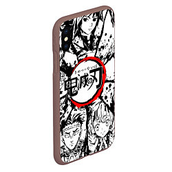 Чехол iPhone XS Max матовый Kimetsu no yaiba чернобелый аниме коллаж, цвет: 3D-коричневый — фото 2