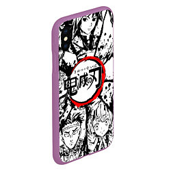 Чехол iPhone XS Max матовый Kimetsu no yaiba чернобелый аниме коллаж, цвет: 3D-фиолетовый — фото 2