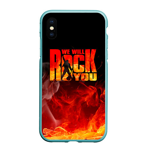 Чехол iPhone XS Max матовый Queen - We Will Rock You / 3D-Мятный – фото 1