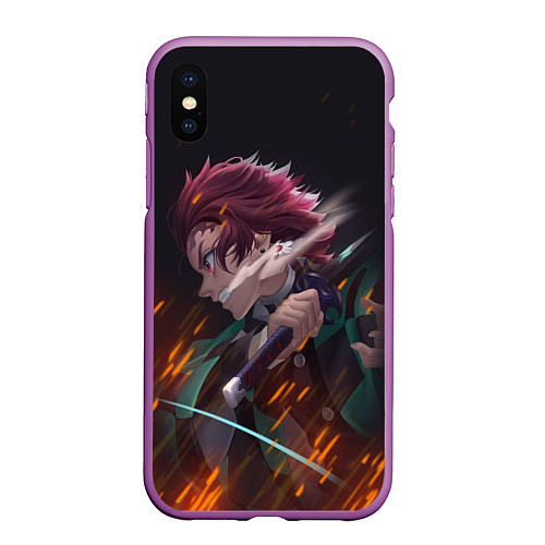 Чехол iPhone XS Max матовый KIMETSU NO YAIBA / 3D-Фиолетовый – фото 1