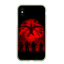 Чехол iPhone XS Max матовый STRANGER THINGS, цвет: 3D-салатовый