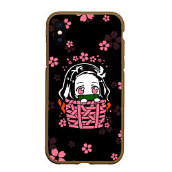 Чехол iPhone XS Max матовый KIMETSU NO YAIBA, цвет: 3D-коричневый