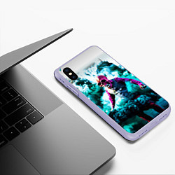 Чехол iPhone XS Max матовый Череп в дыму, цвет: 3D-светло-сиреневый — фото 2