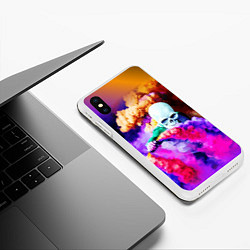 Чехол iPhone XS Max матовый Череп в дыму, цвет: 3D-белый — фото 2