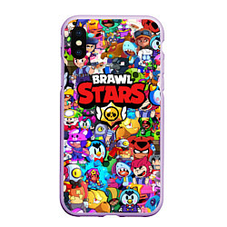 Чехол iPhone XS Max матовый BRAWL STARS, цвет: 3D-сиреневый