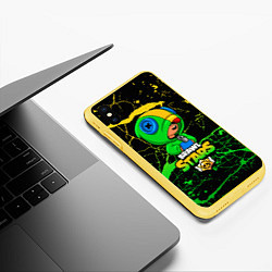 Чехол iPhone XS Max матовый Brawl Stars Leon, цвет: 3D-желтый — фото 2