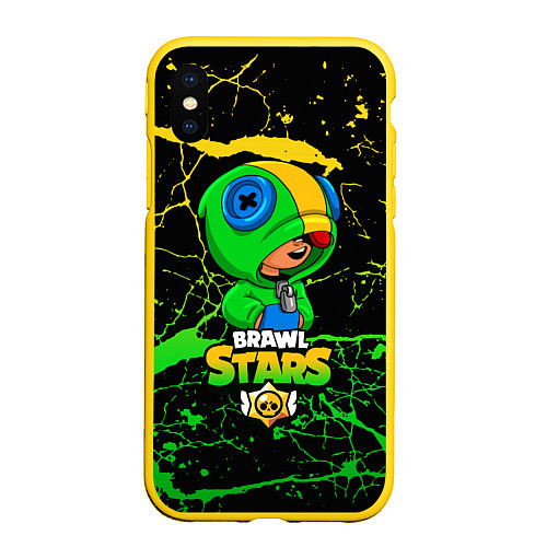 Чехол iPhone XS Max матовый Brawl Stars Leon / 3D-Желтый – фото 1