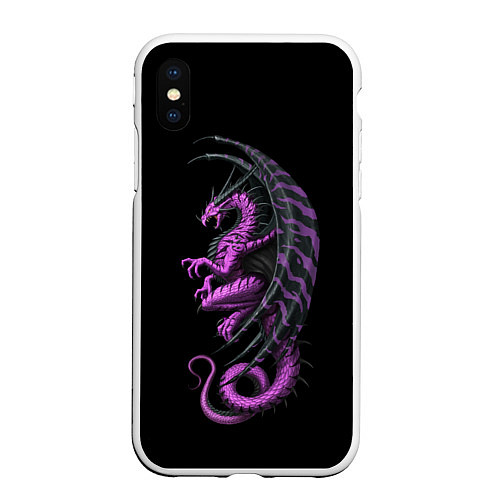 Чехол iPhone XS Max матовый Purple Dragon / 3D-Белый – фото 1