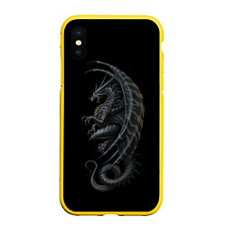 Чехол iPhone XS Max матовый Black Dragon, цвет: 3D-желтый