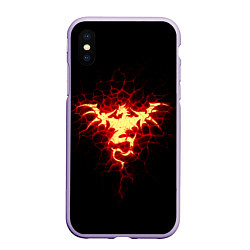 Чехол iPhone XS Max матовый Огненный Дракон, цвет: 3D-светло-сиреневый