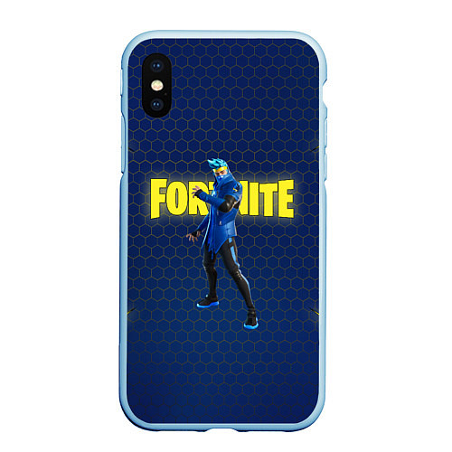 Чехол iPhone XS Max матовый FORTNITE NINJA / 3D-Голубой – фото 1