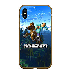 Чехол iPhone XS Max матовый Minecraft Майнкрафт, цвет: 3D-коричневый