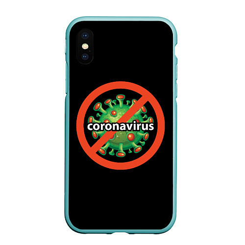 Чехол iPhone XS Max матовый Стоп коронавирус / 3D-Мятный – фото 1