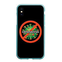 Чехол iPhone XS Max матовый Стоп коронавирус, цвет: 3D-мятный