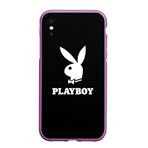 Чехол iPhone XS Max матовый PLAYBOY / 3D-Фиолетовый – фото 1