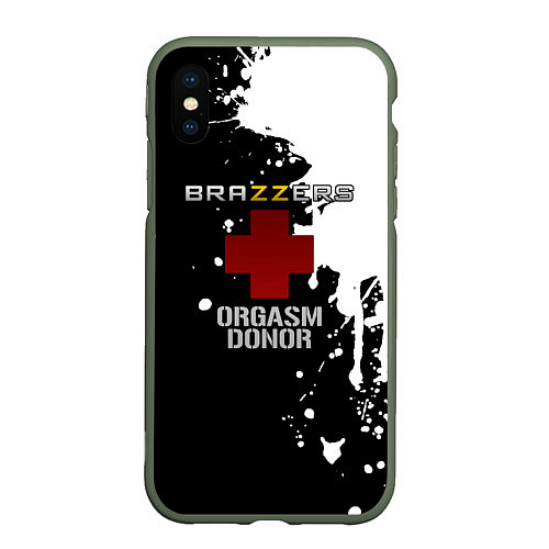 Чехол iPhone XS Max матовый Brazzers orgasm donor / 3D-Темно-зеленый – фото 1