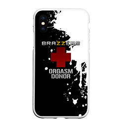 Чехол iPhone XS Max матовый Brazzers orgasm donor, цвет: 3D-белый