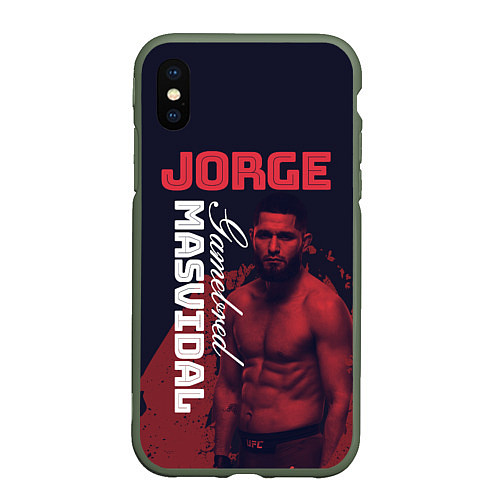 Чехол iPhone XS Max матовый Jorge Masvidal / 3D-Темно-зеленый – фото 1