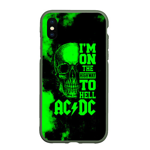 Чехол iPhone XS Max матовый I'm on the highway to hell ACDC / 3D-Темно-зеленый – фото 1