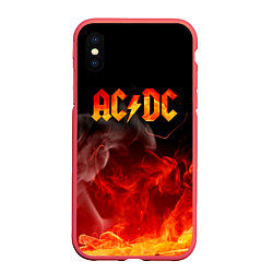 Чехол iPhone XS Max матовый ACDC, цвет: 3D-красный