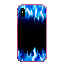 Чехол iPhone XS Max матовый Синий Огонь, цвет: 3D-малиновый