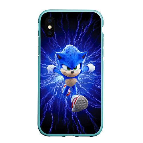 Чехол iPhone XS Max матовый SONIC / 3D-Мятный – фото 1