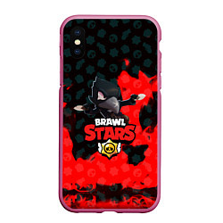 Чехол iPhone XS Max матовый BRAWL STARS:CROW, цвет: 3D-малиновый