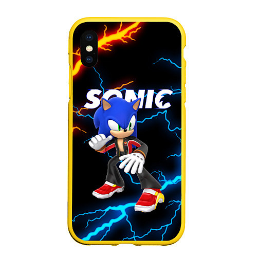 Чехол iPhone XS Max матовый SONIC / 3D-Желтый – фото 1