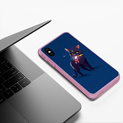 Чехол iPhone XS Max матовый КИСА С ТЕЛЕФОНОМ, цвет: 3D-розовый — фото 2