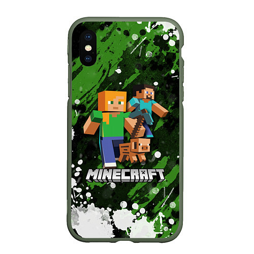 Чехол iPhone XS Max матовый Minecraft Майнкрафт / 3D-Темно-зеленый – фото 1