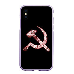 Чехол iPhone XS Max матовый Anime USSR, цвет: 3D-светло-сиреневый