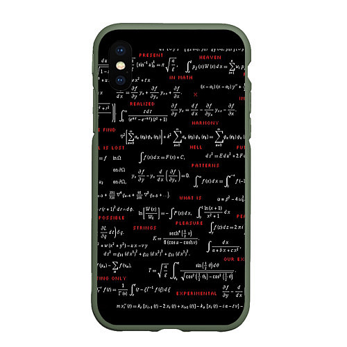 Чехол iPhone XS Max матовый Математические формулы / 3D-Темно-зеленый – фото 1