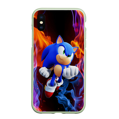 Чехол iPhone XS Max матовый SONIC / 3D-Салатовый – фото 1