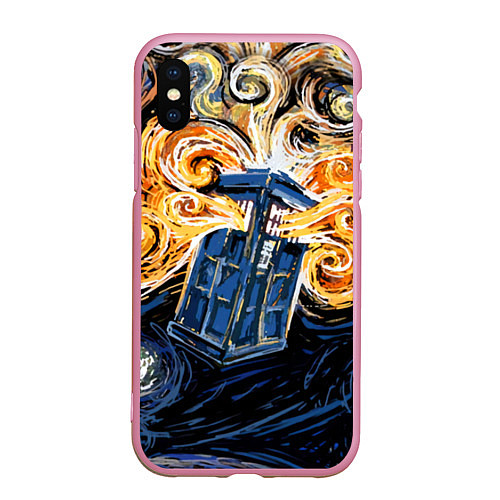 Чехол iPhone XS Max матовый Van Gogh Tardis / 3D-Розовый – фото 1