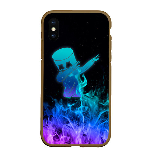 Чехол iPhone XS Max матовый Marshmello Fortnite / 3D-Коричневый – фото 1