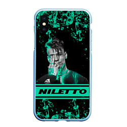 Чехол iPhone XS Max матовый NILETTO, цвет: 3D-голубой
