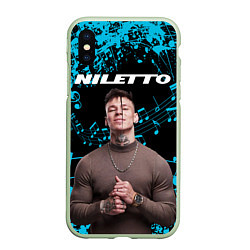 Чехол iPhone XS Max матовый NILETTO, цвет: 3D-салатовый