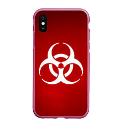 Чехол iPhone XS Max матовый Plague Inc, цвет: 3D-малиновый