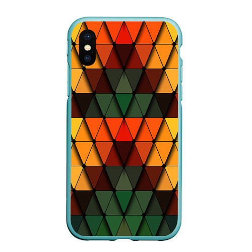 Чехол iPhone XS Max матовый Геометрия / 3D-Мятный – фото 1