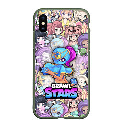 Чехол iPhone XS Max матовый BrawlStars Girls Oko, цвет: 3D-темно-зеленый