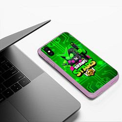 Чехол iPhone XS Max матовый Brawl Stars Virus 8-Bit, цвет: 3D-сиреневый — фото 2