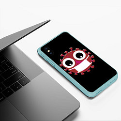 Чехол iPhone XS Max матовый Вирус в маске, цвет: 3D-мятный — фото 2