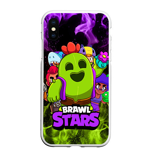 Чехол iPhone XS Max матовый BRAWL STARS SPIKE / 3D-Белый – фото 1