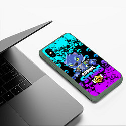 Чехол iPhone XS Max матовый Brawl stars 8-BIT, цвет: 3D-темно-зеленый — фото 2