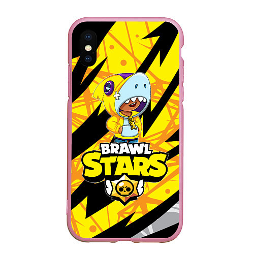 Чехол iPhone XS Max матовый BRAWL STARS LEON SHARK / 3D-Розовый – фото 1