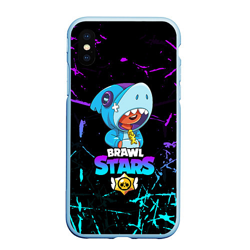 Чехол iPhone XS Max матовый BRAWL STARS LEON SHARK / 3D-Голубой – фото 1