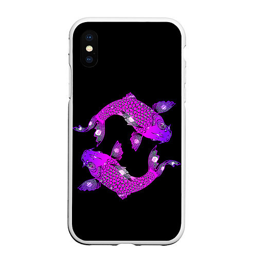 Чехол iPhone XS Max матовый Рыбы / 3D-Белый – фото 1