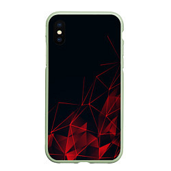 Чехол iPhone XS Max матовый RED STRIPES, цвет: 3D-салатовый