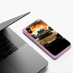 Чехол iPhone XS Max матовый ТАНКИ, цвет: 3D-сиреневый — фото 2